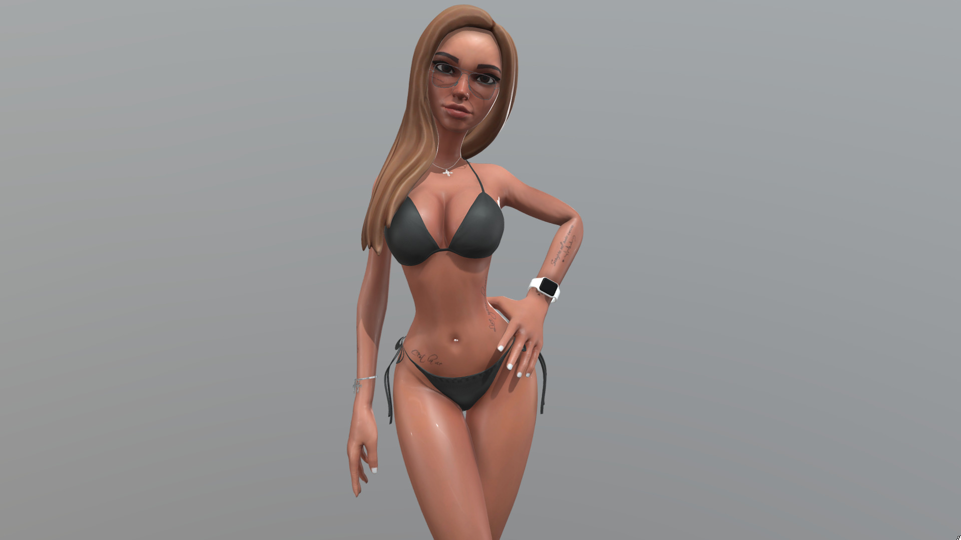 Female posing  3D model_2