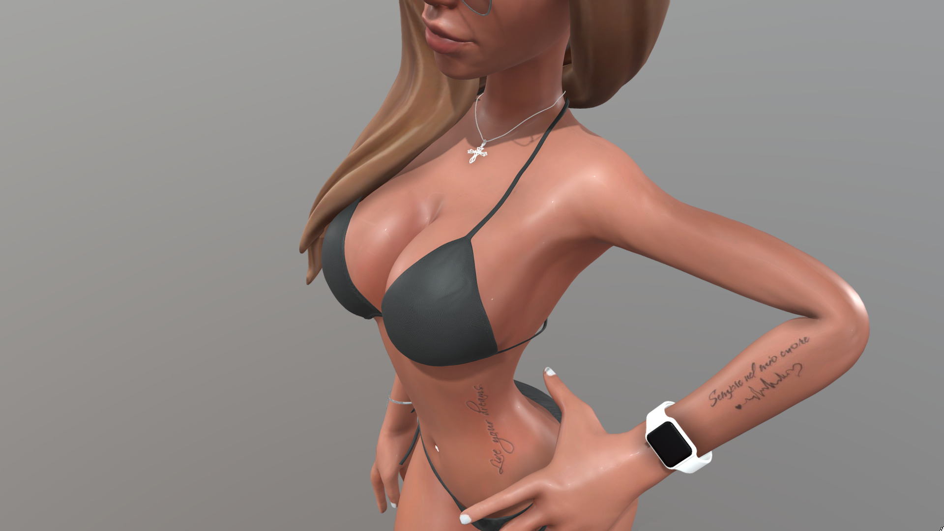 Female posing  3D model_4