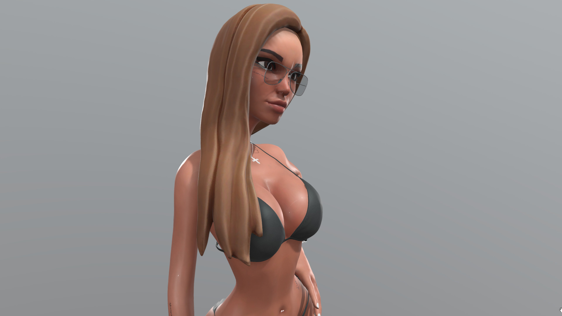 Female posing  3D model_9