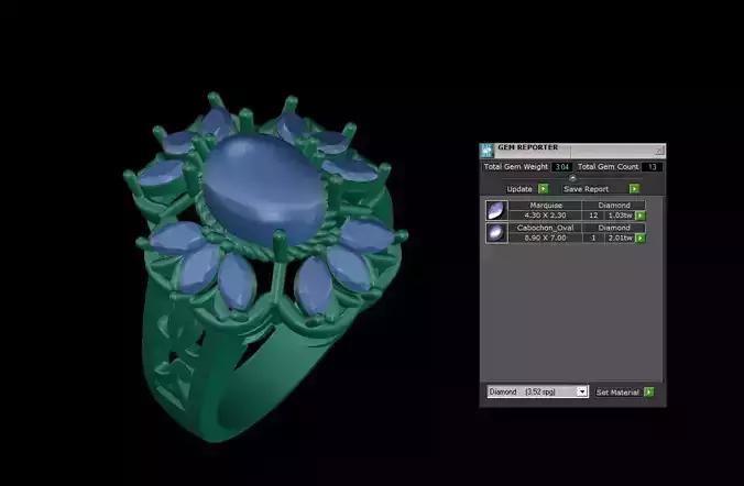 Marquise and Cabochon Oval Women Ring