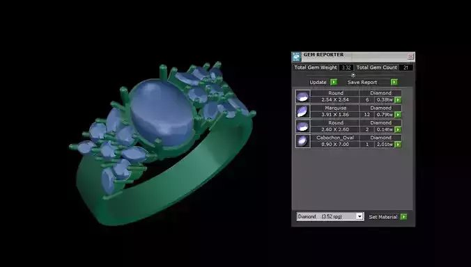 Marquise and Cabochon Oval Women Ring V2