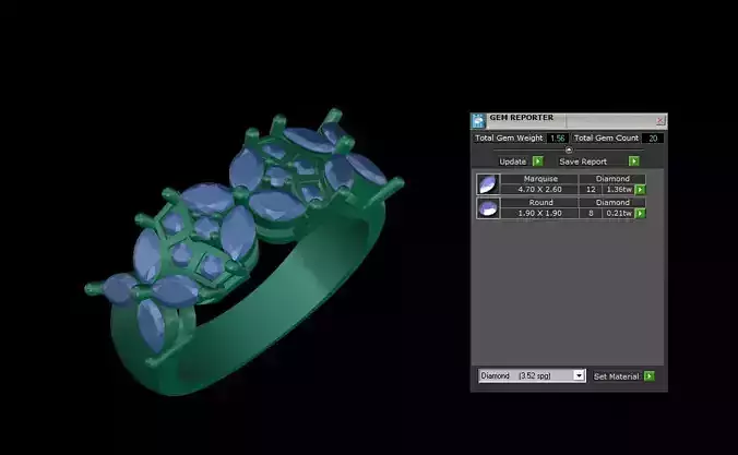 Marquise and Round Diamond Women Ring