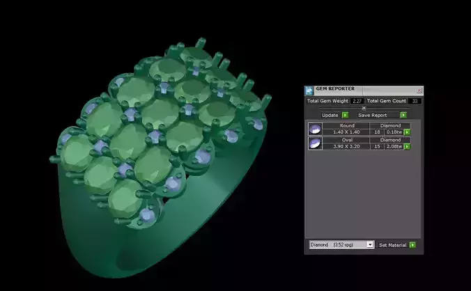 Oval and Round Diamond Women Ring