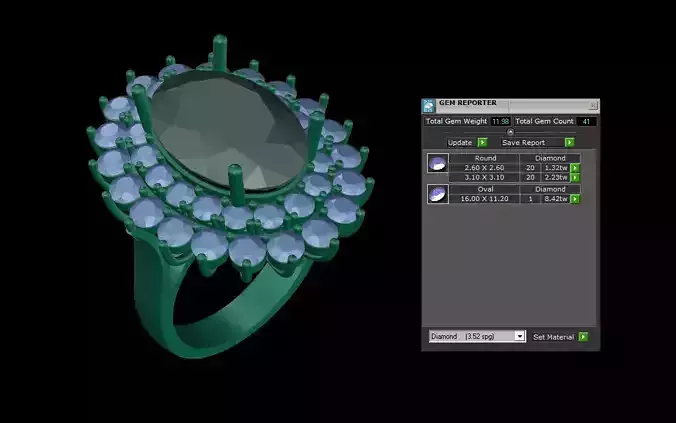 Oval and Round Diamond Women Ring V2