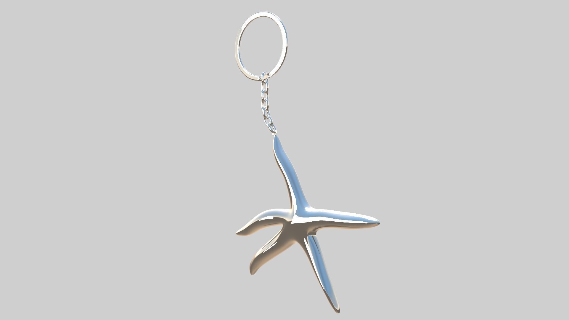 starfish keychain silver 3D model_1