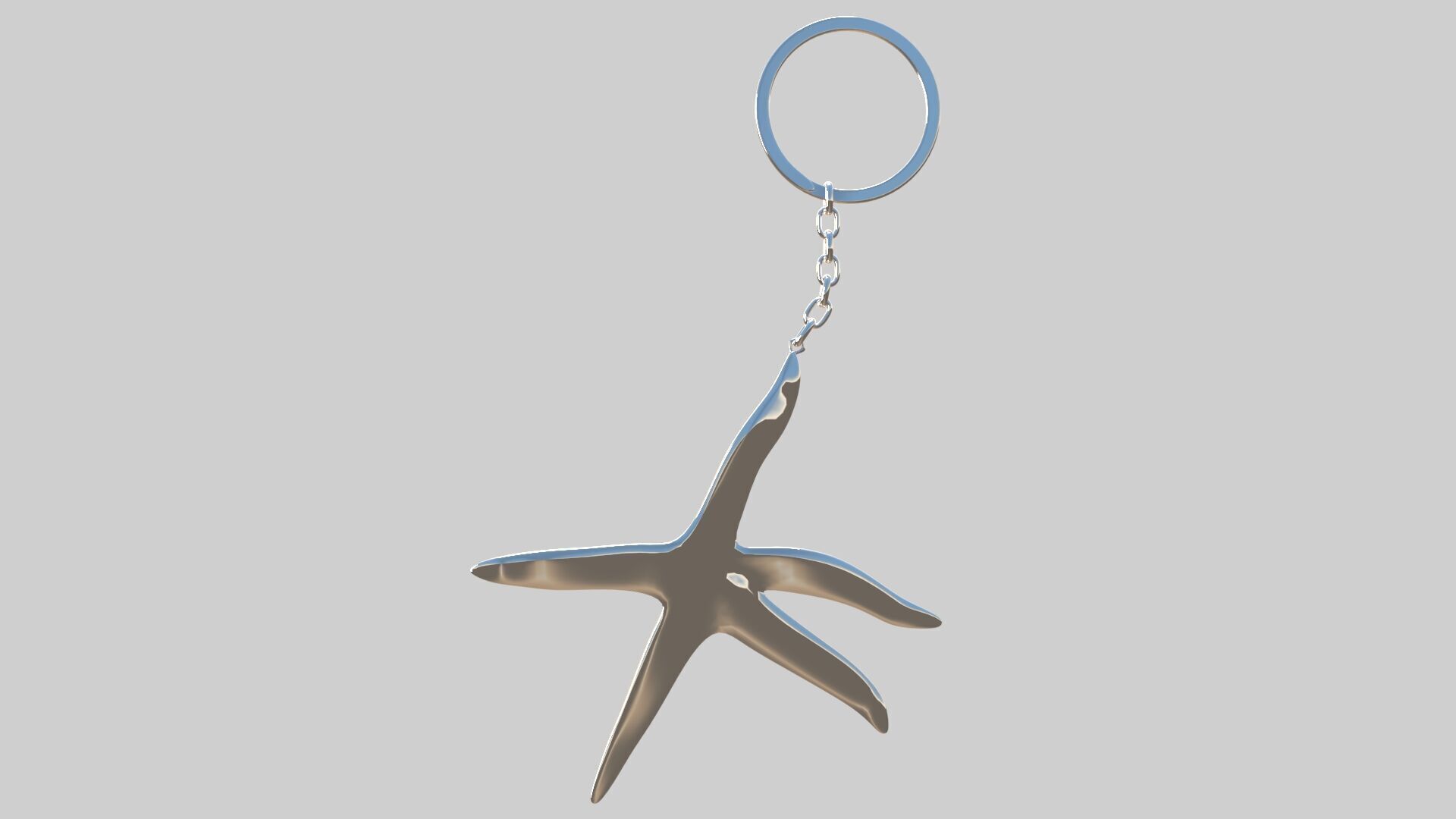 starfish keychain silver 3D model_4
