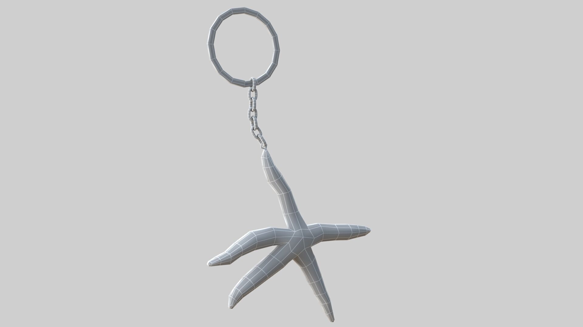 starfish keychain silver 3D model_9