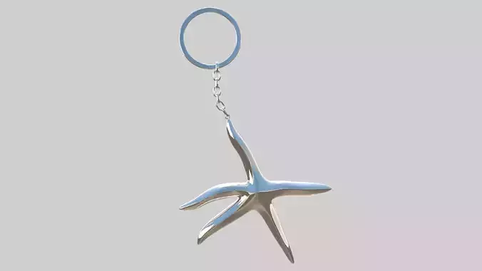 starfish keychain silver