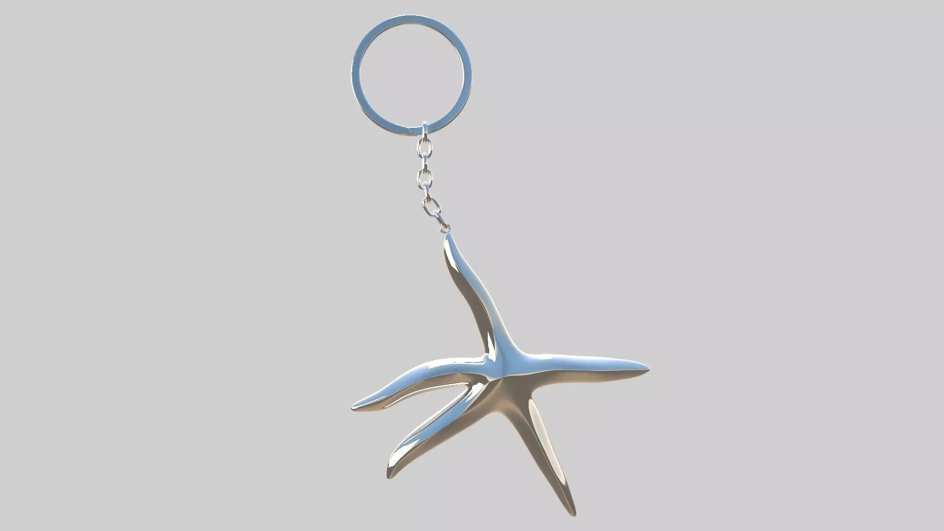 starfish keychain silver 3D model_0