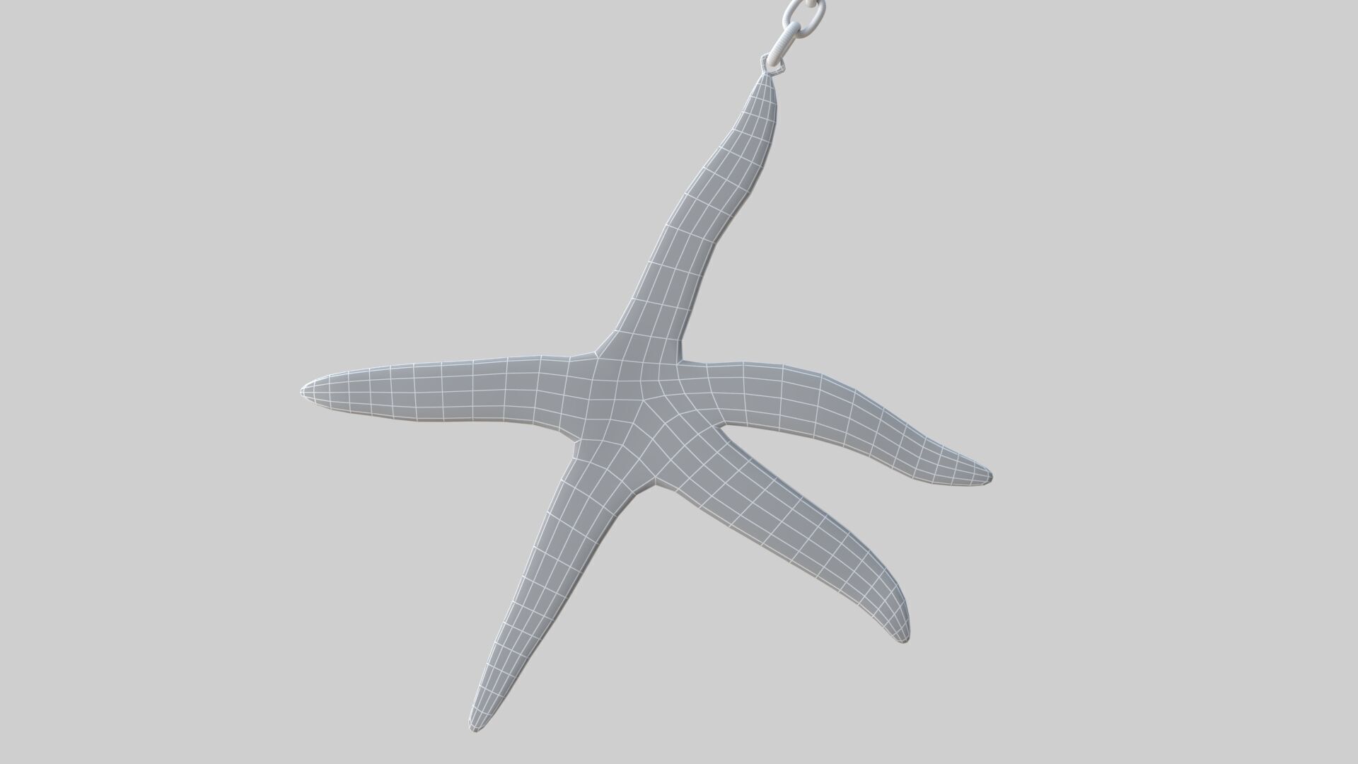 starfish keychain silver 3D model_6