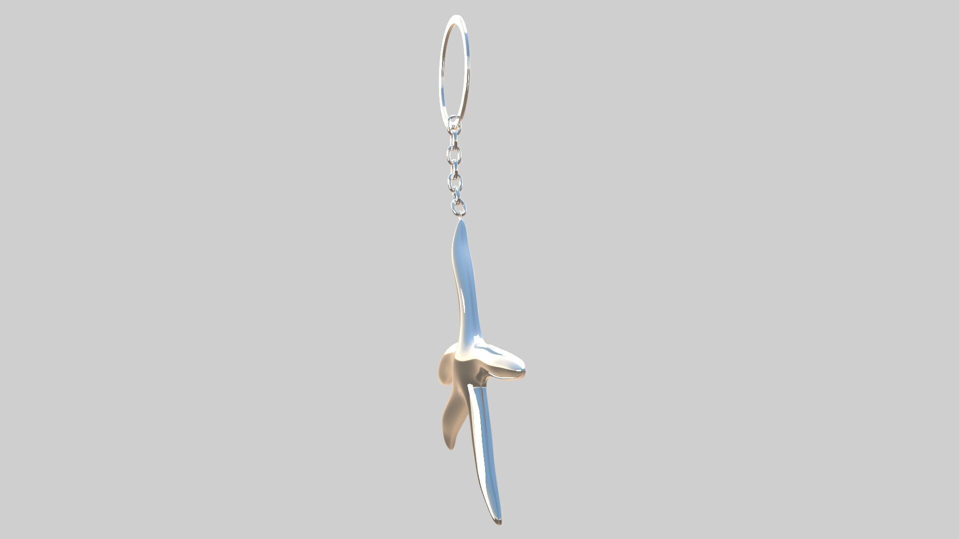 starfish keychain silver 3D model_2