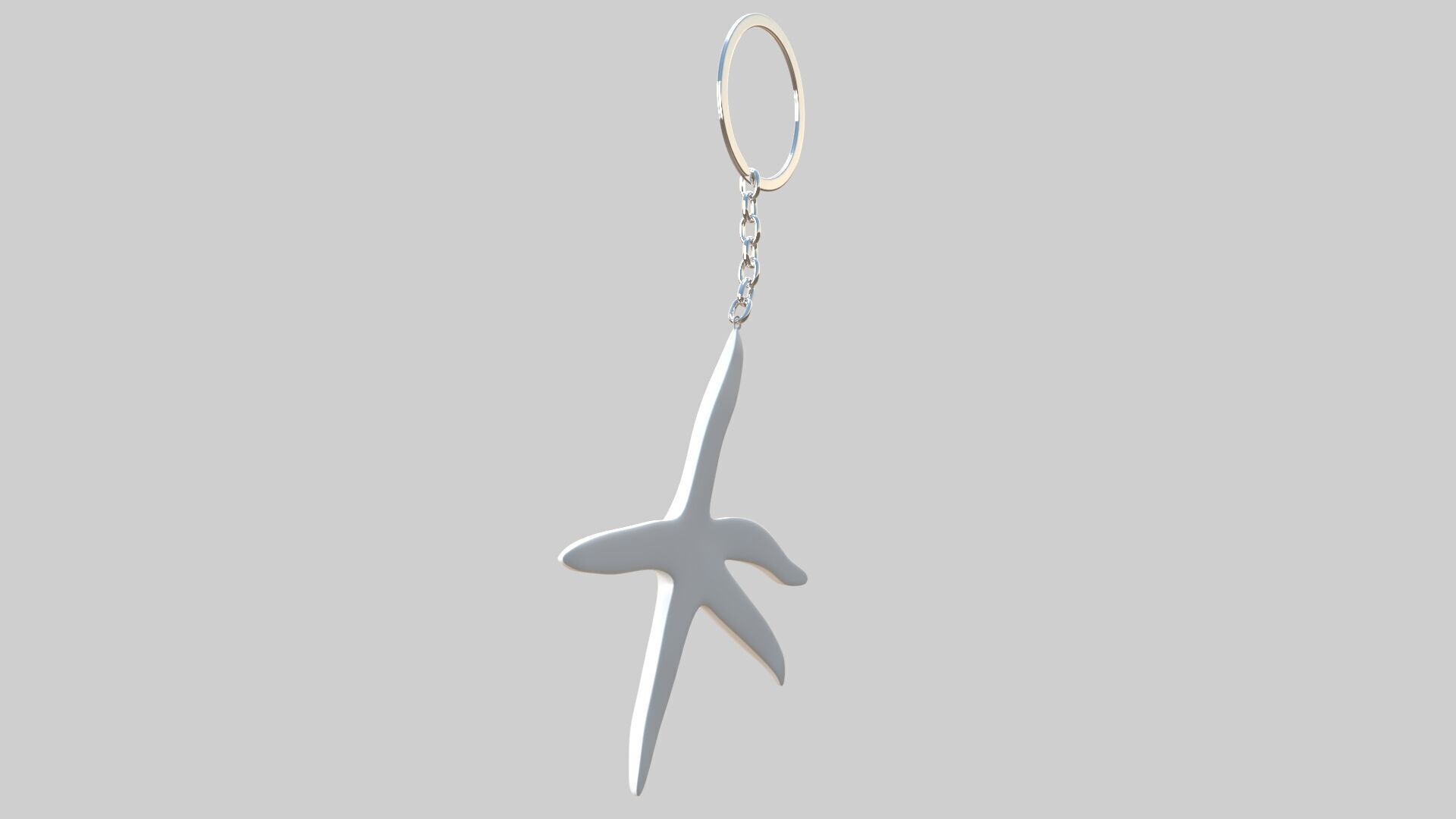 starfish keychain white 3D model_3