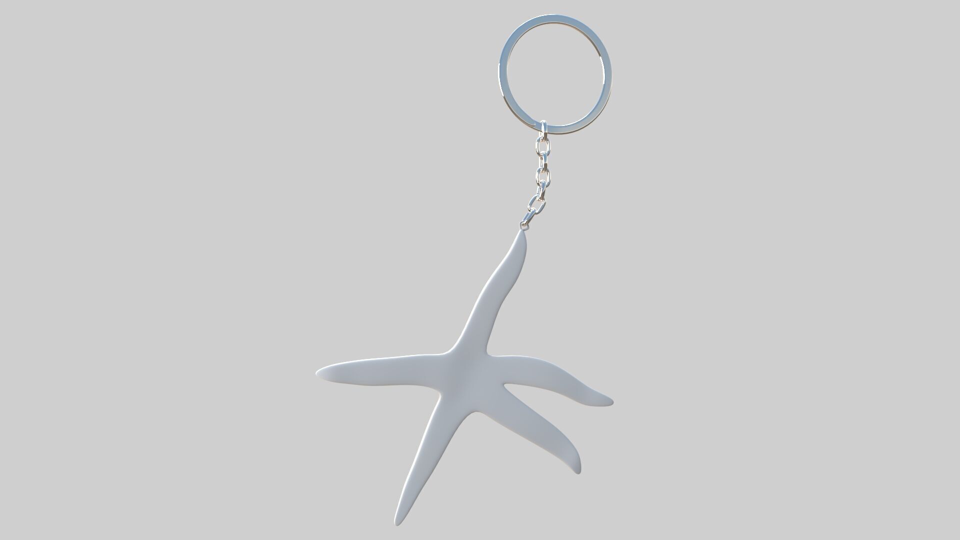 starfish keychain white 3D model_4