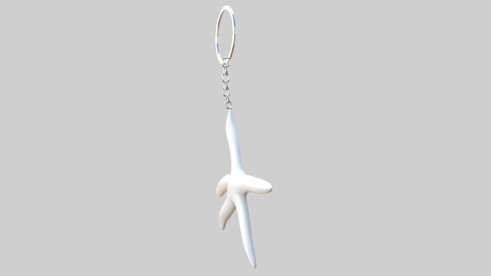 starfish keychain white 3D model_2