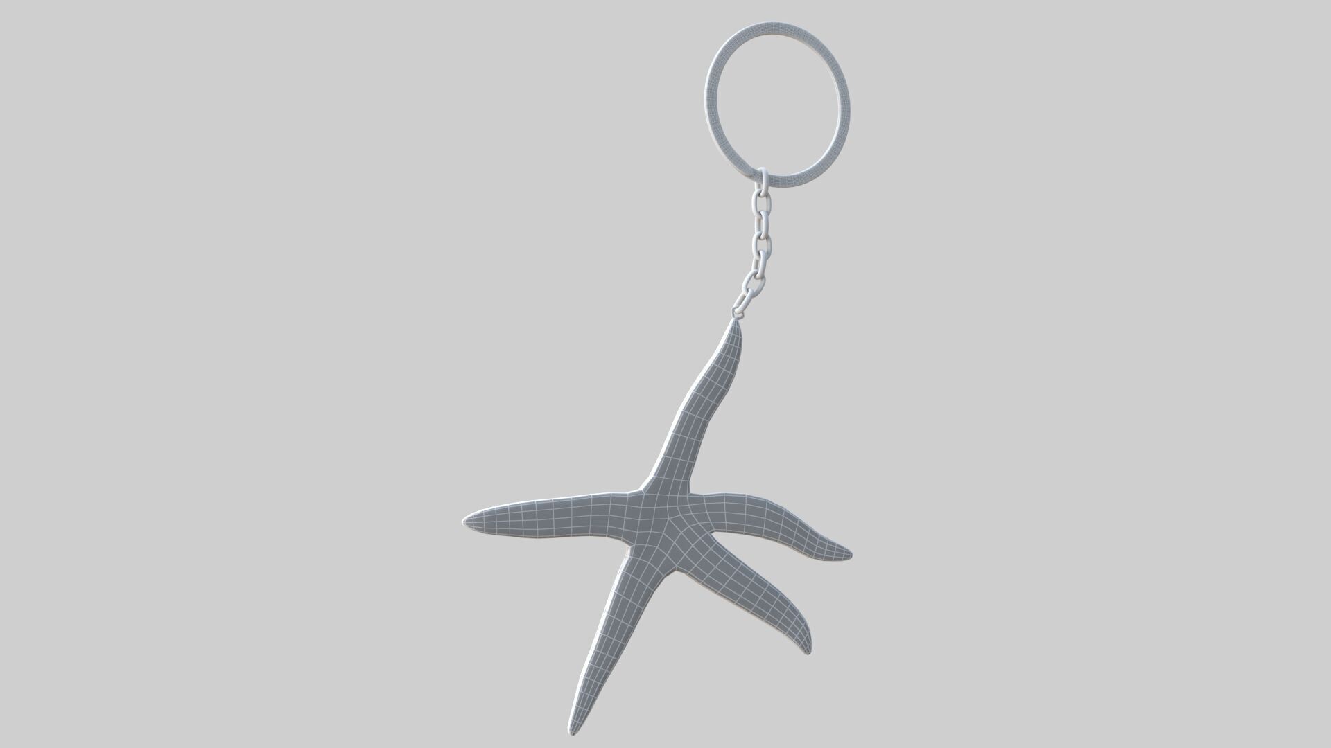 starfish keychain white 3D model_8