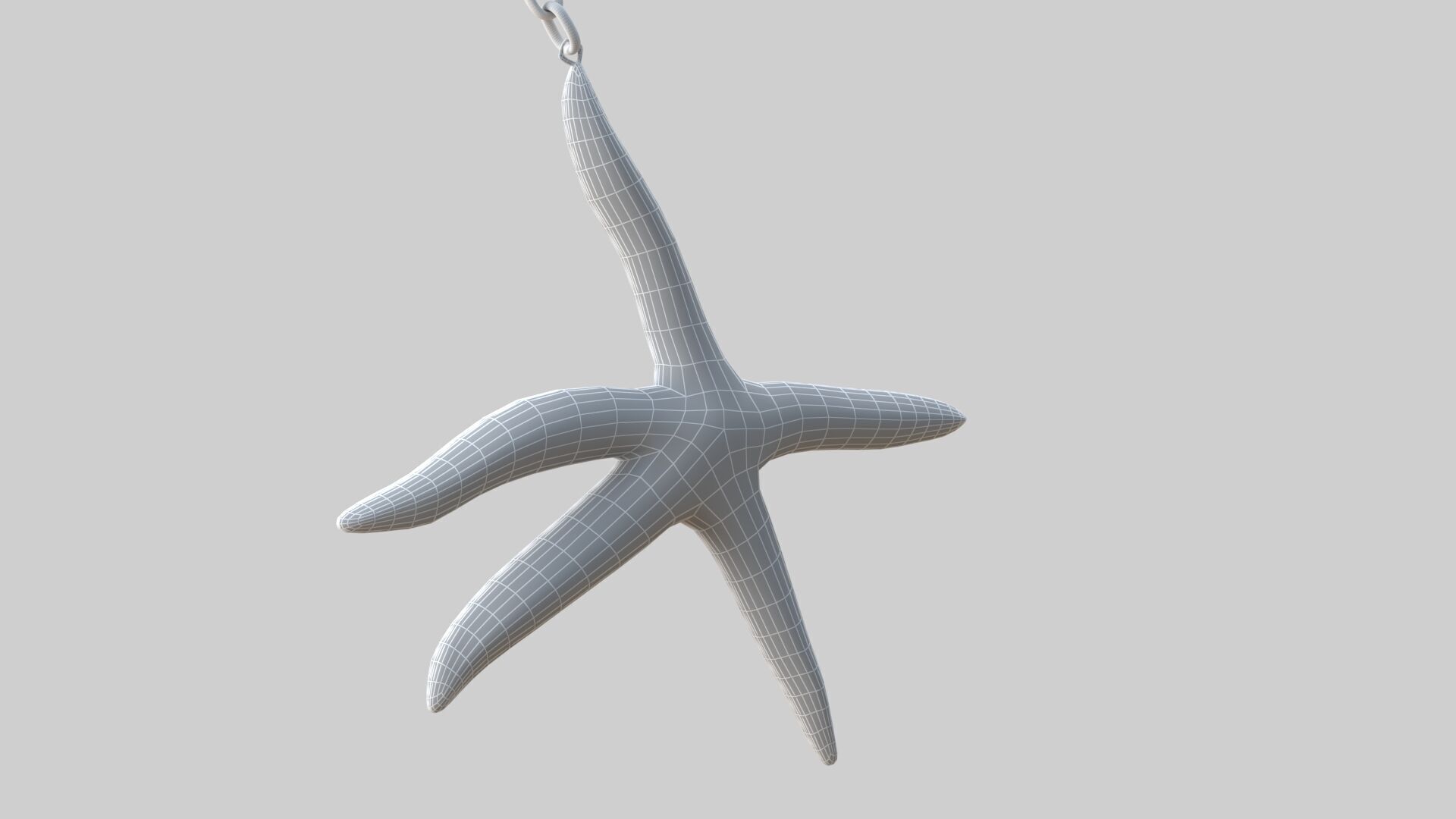 starfish keychain white 3D model_5