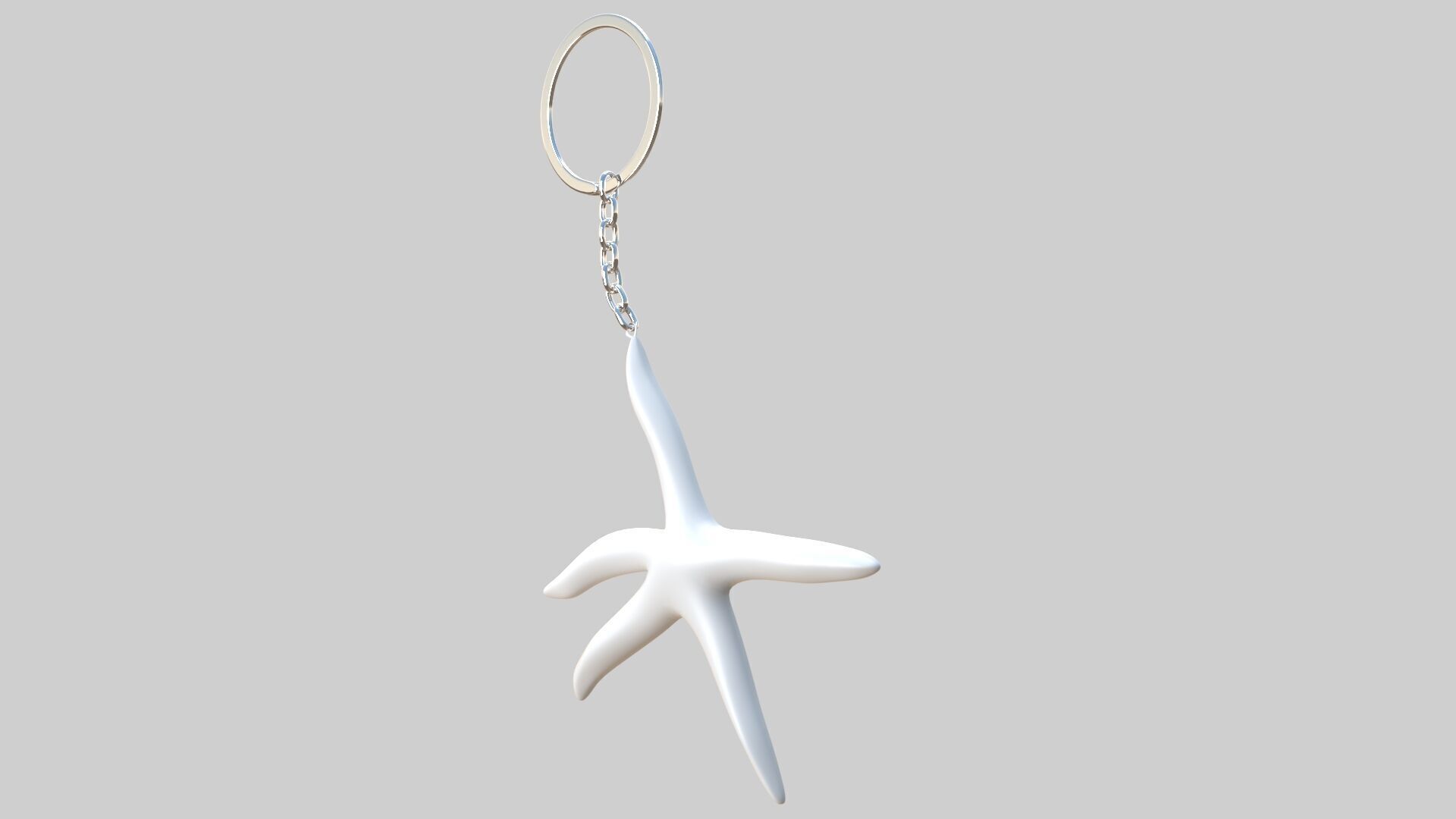 starfish keychain white 3D model_1