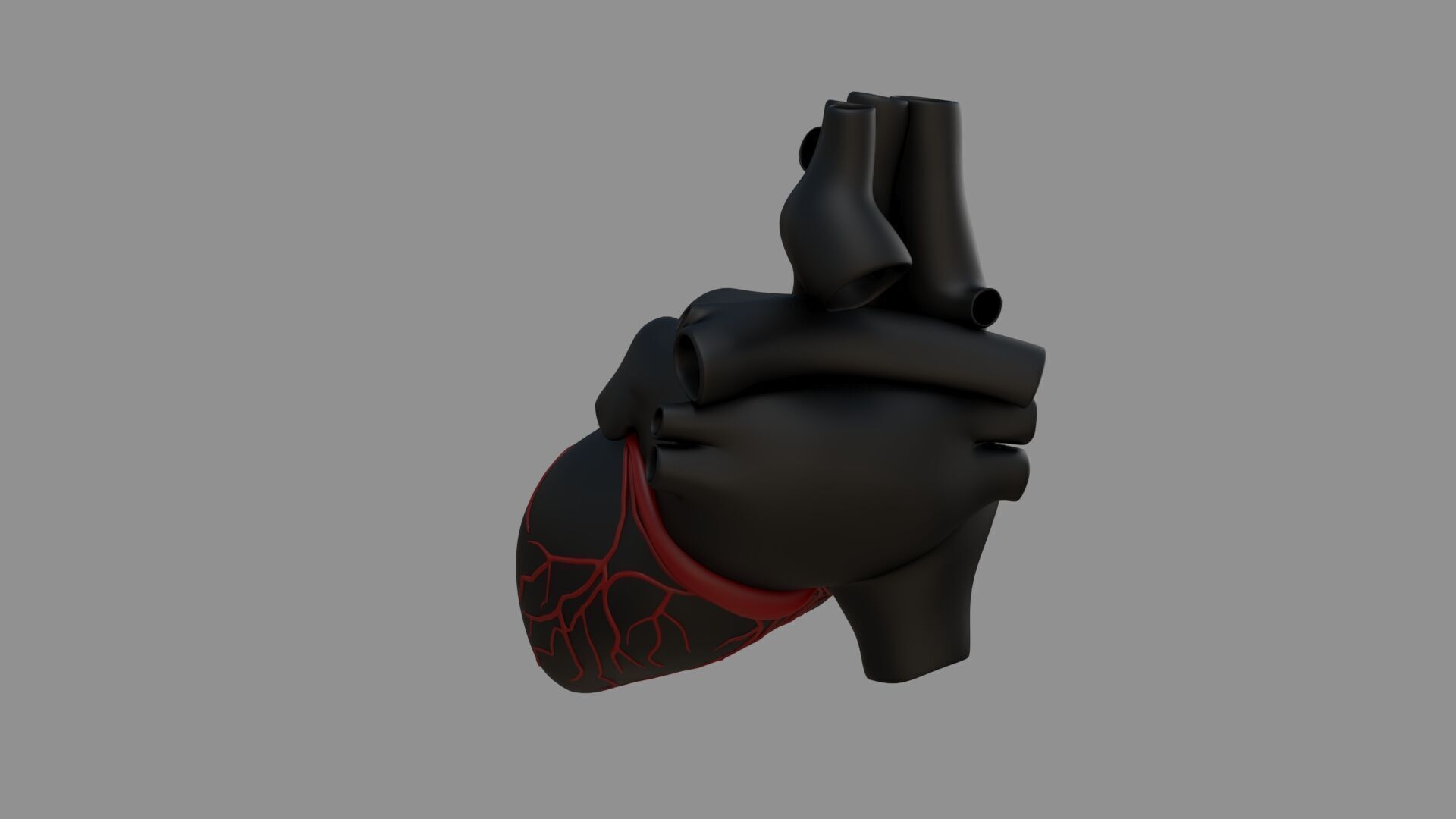 Heart black with red Veins  3D model_4