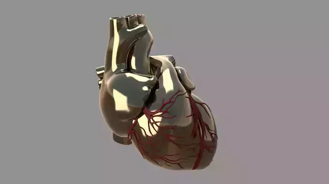 Bronz Heart Red Veins 3D model