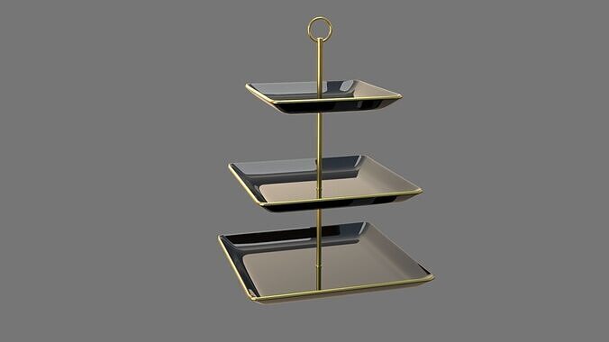Black Square Plate Stand black 3D model