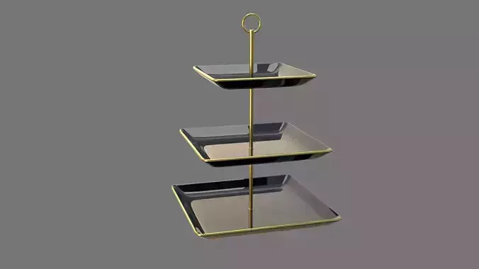 Black Square Plate Stand black 3D model