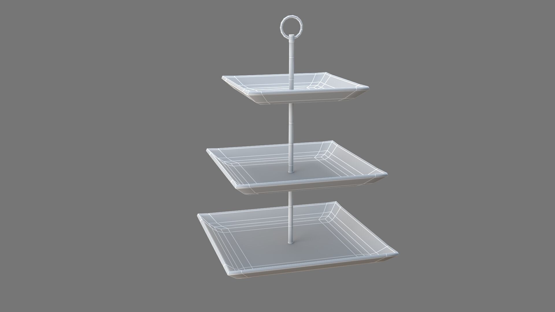 Square Plate Stand white 3D model_10