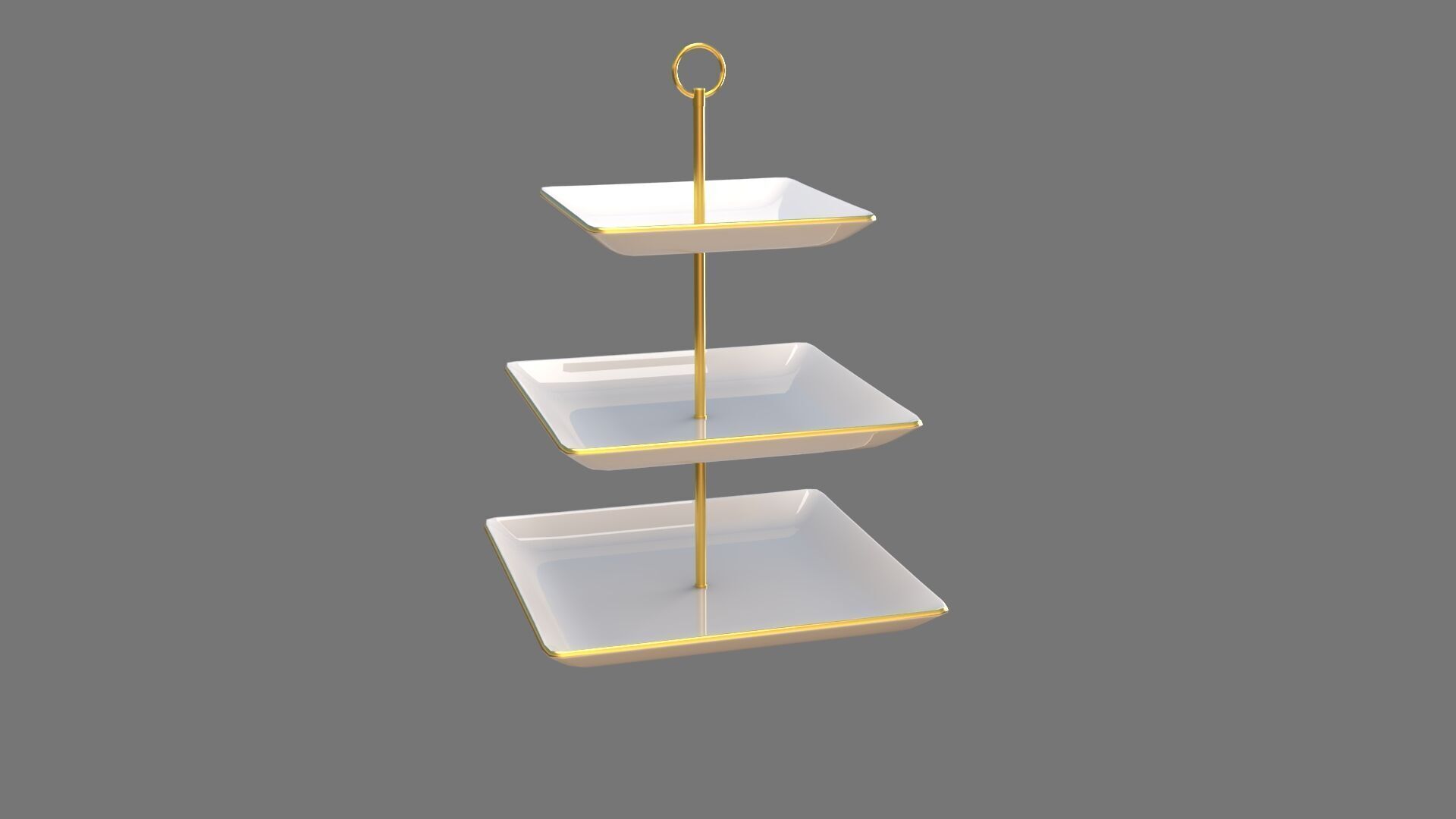 Square Plate Stand white 3D model_3