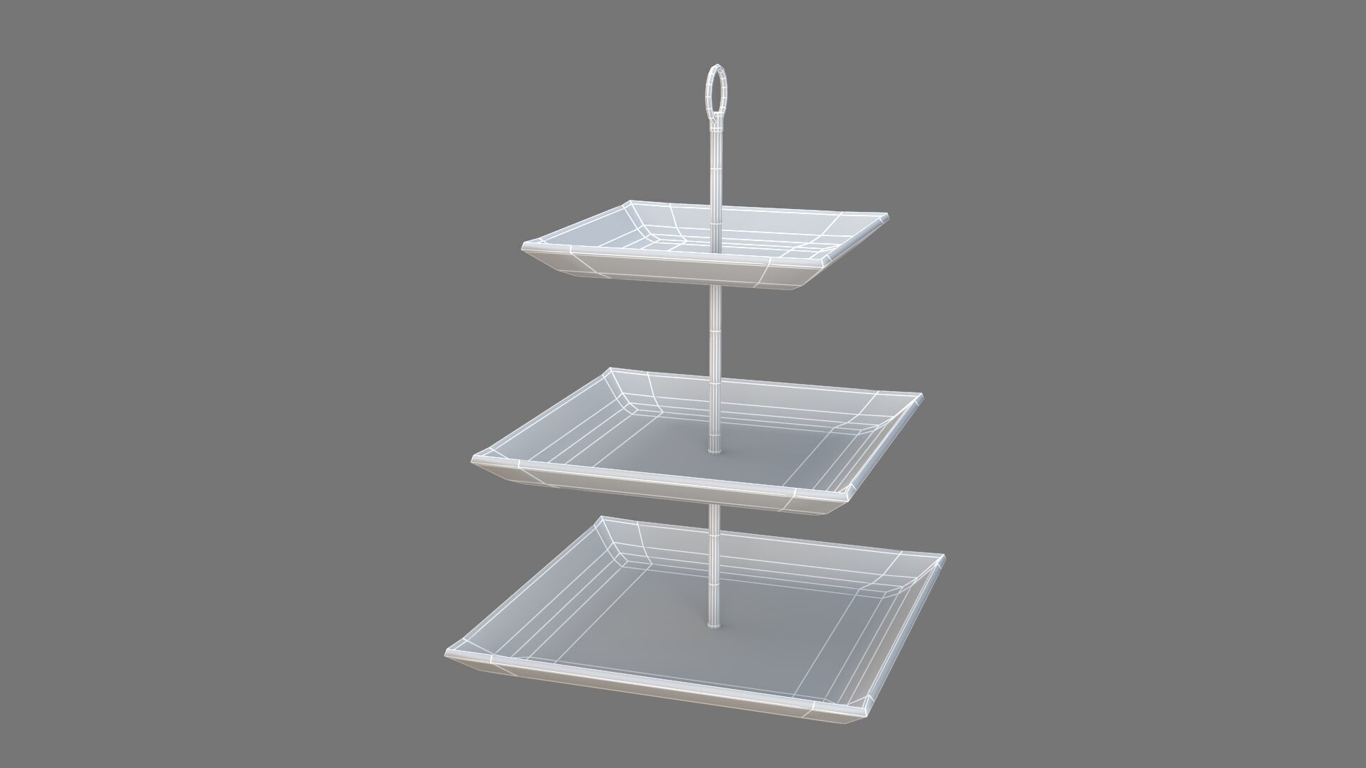 Square Plate Stand white 3D model_9