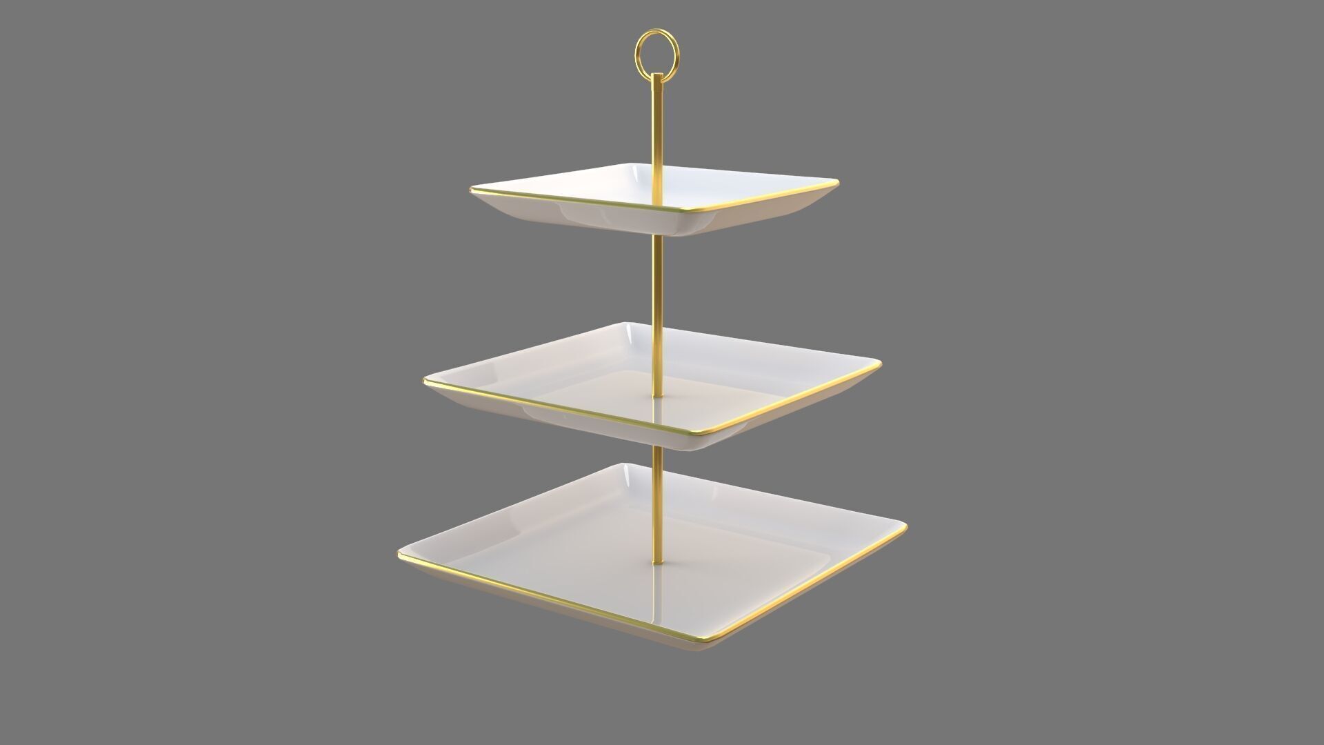 Square Plate Stand white 3D model_1