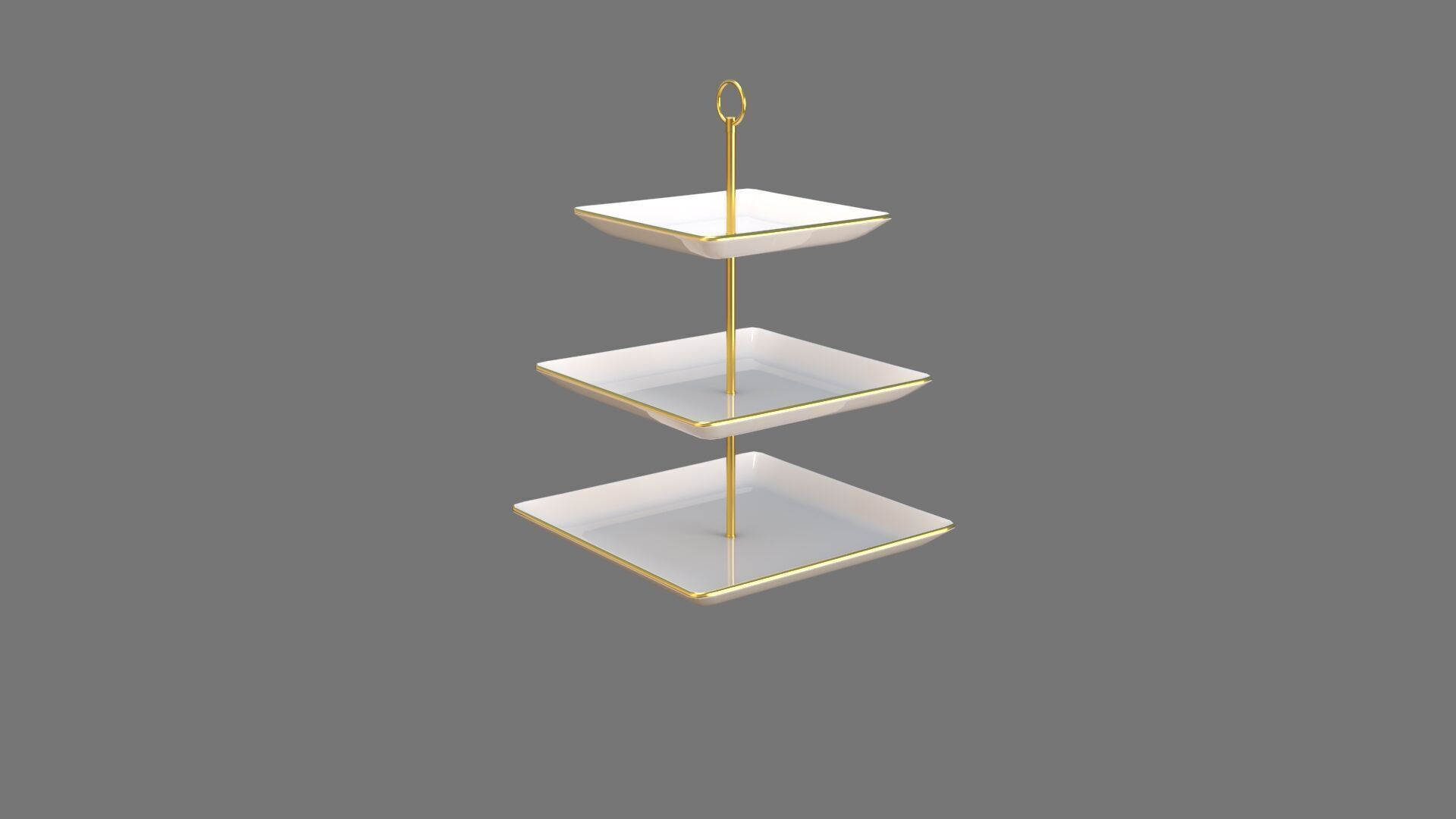 Square Plate Stand white 3D model_4
