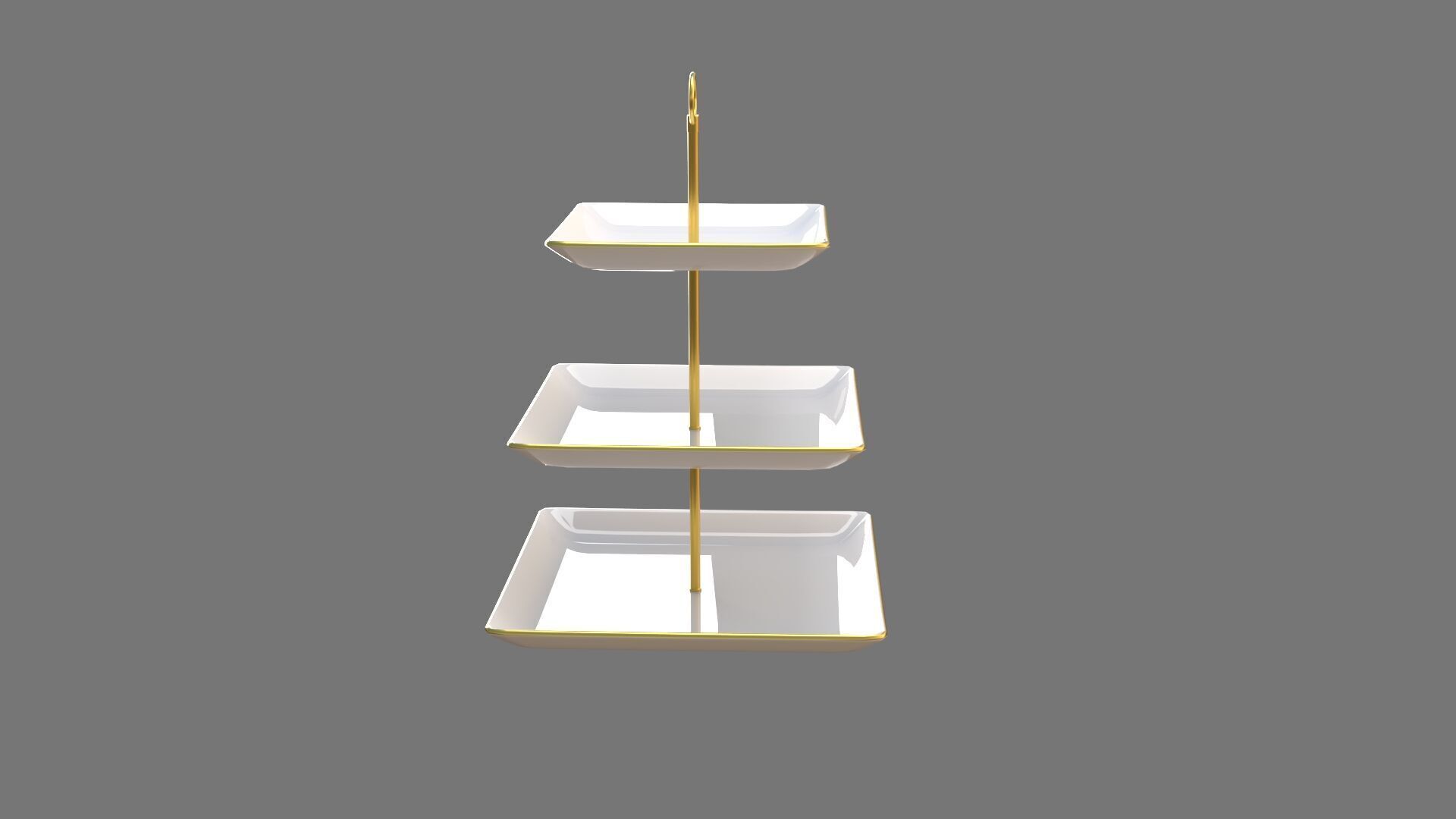 Square Plate Stand white 3D model_2