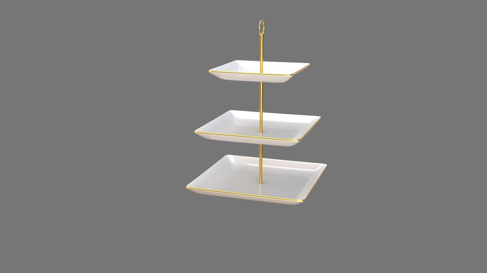 Square Plate Stand white 3D model_5