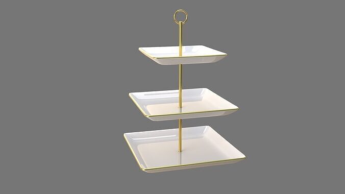 Square Plate Stand white 3D model