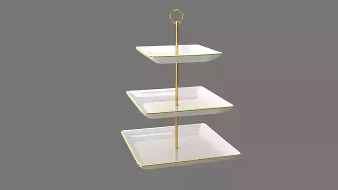 Square Plate Stand white 3D model