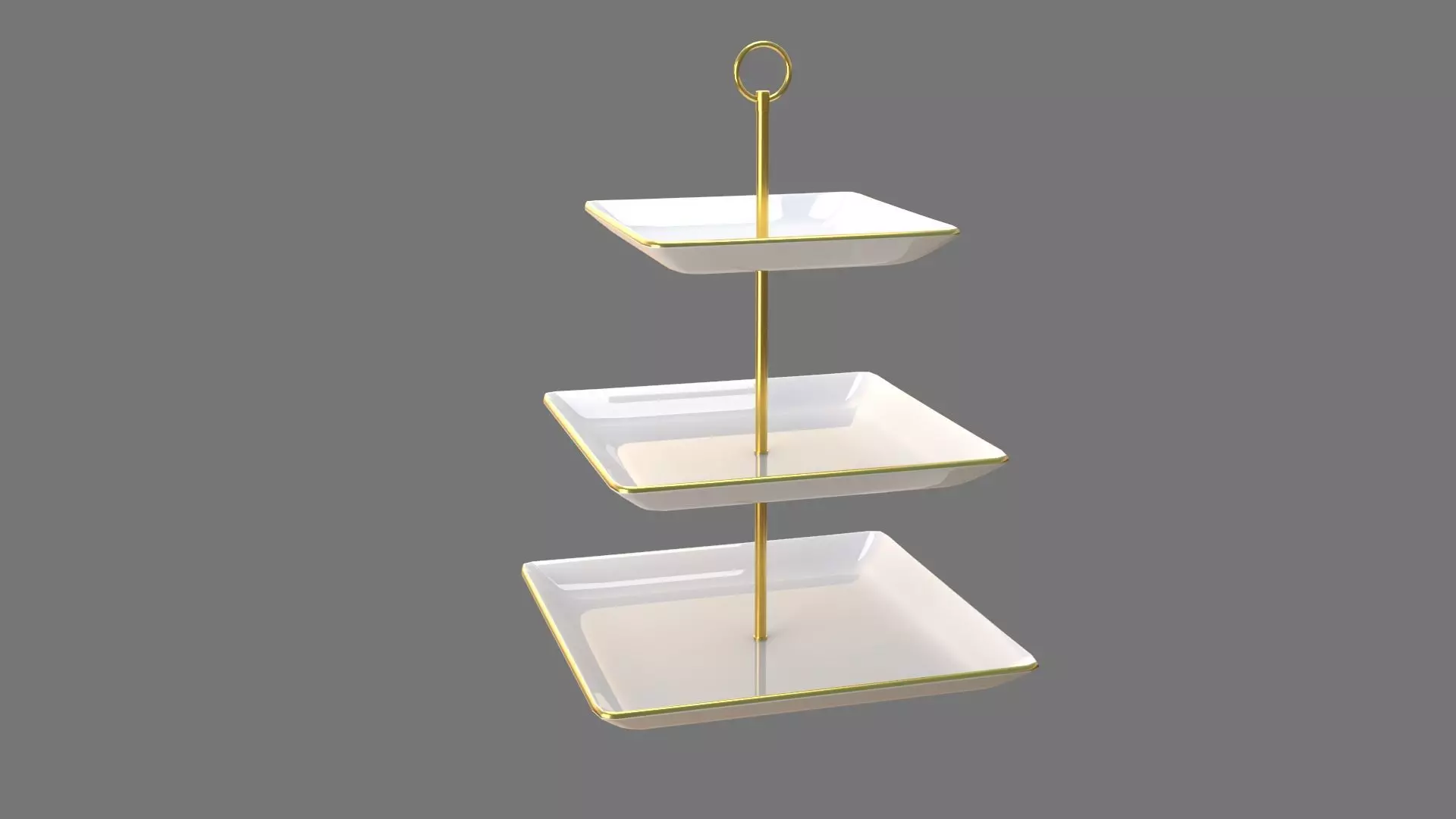 Square Plate Stand white 3D model_0