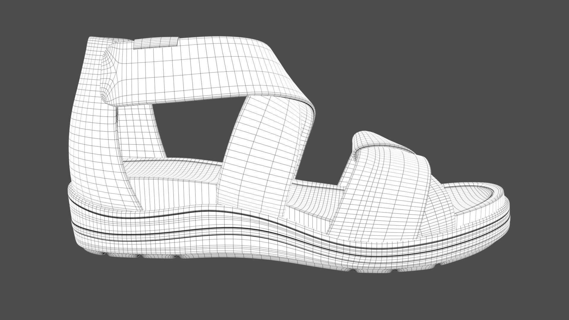 Womens Time Off Fun Ankle Strap Sandals Gray Color 3D Model Low-poly 3D model_10