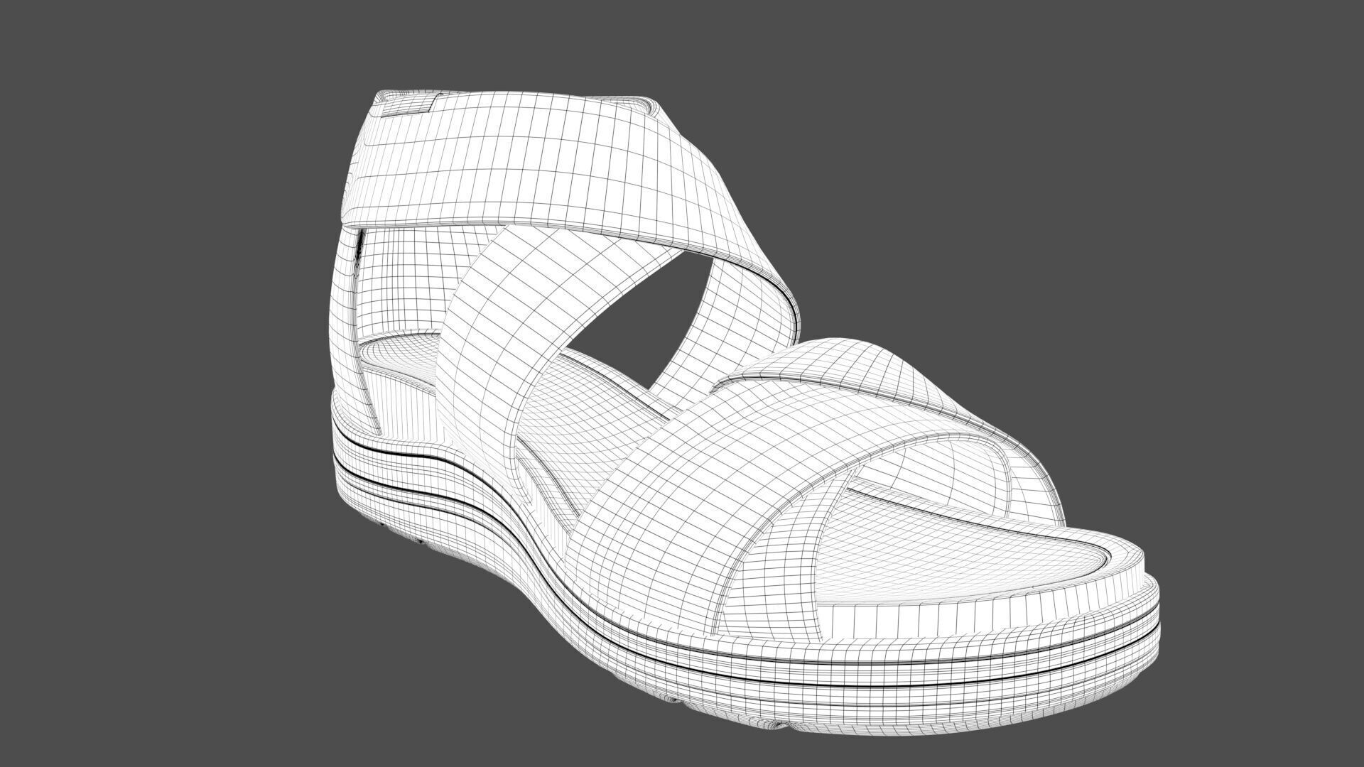 Womens Time Off Fun Ankle Strap Sandals Gray Color 3D Model Low-poly 3D model_7