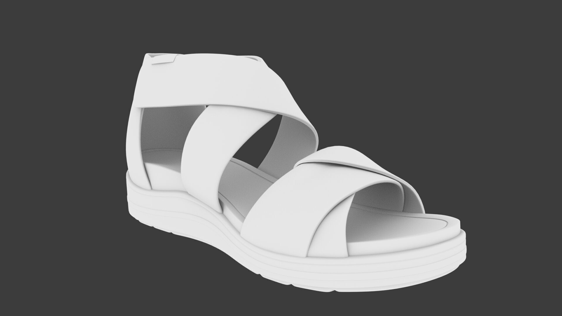 Womens Time Off Fun Ankle Strap Sandals Gray Color 3D Model Low-poly 3D model_9