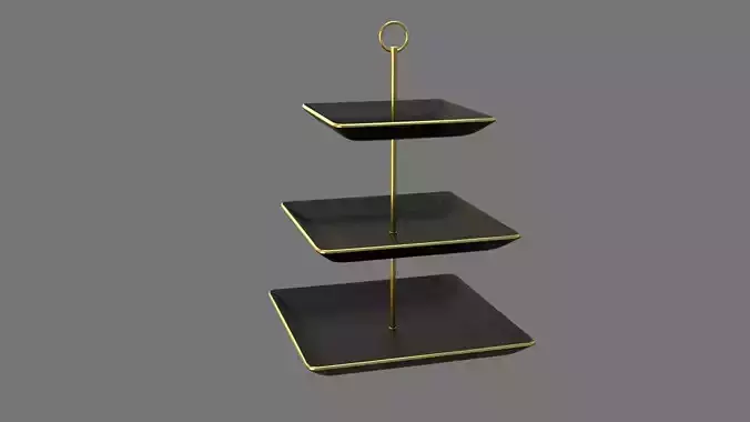 Square Plate Stand Black Plastic 3D model