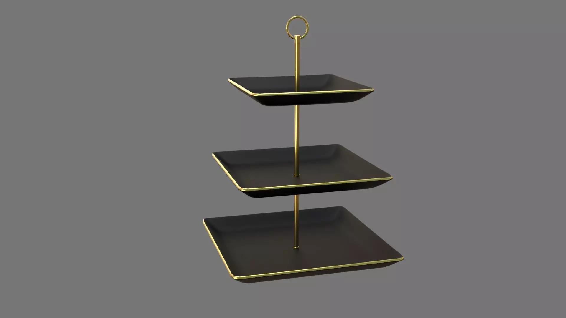 Square Plate Stand Black Plastic 3D model_0