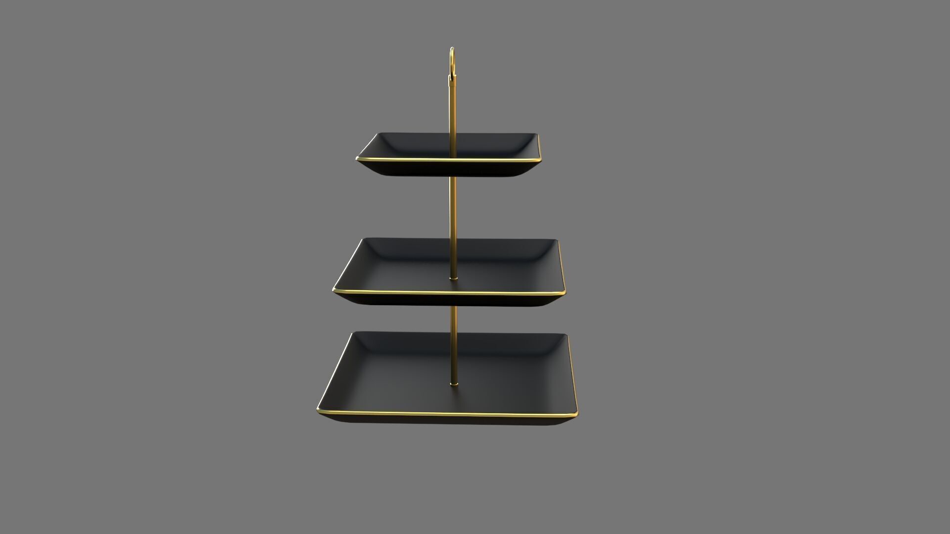 Square Plate Stand Black Plastic 3D model_2