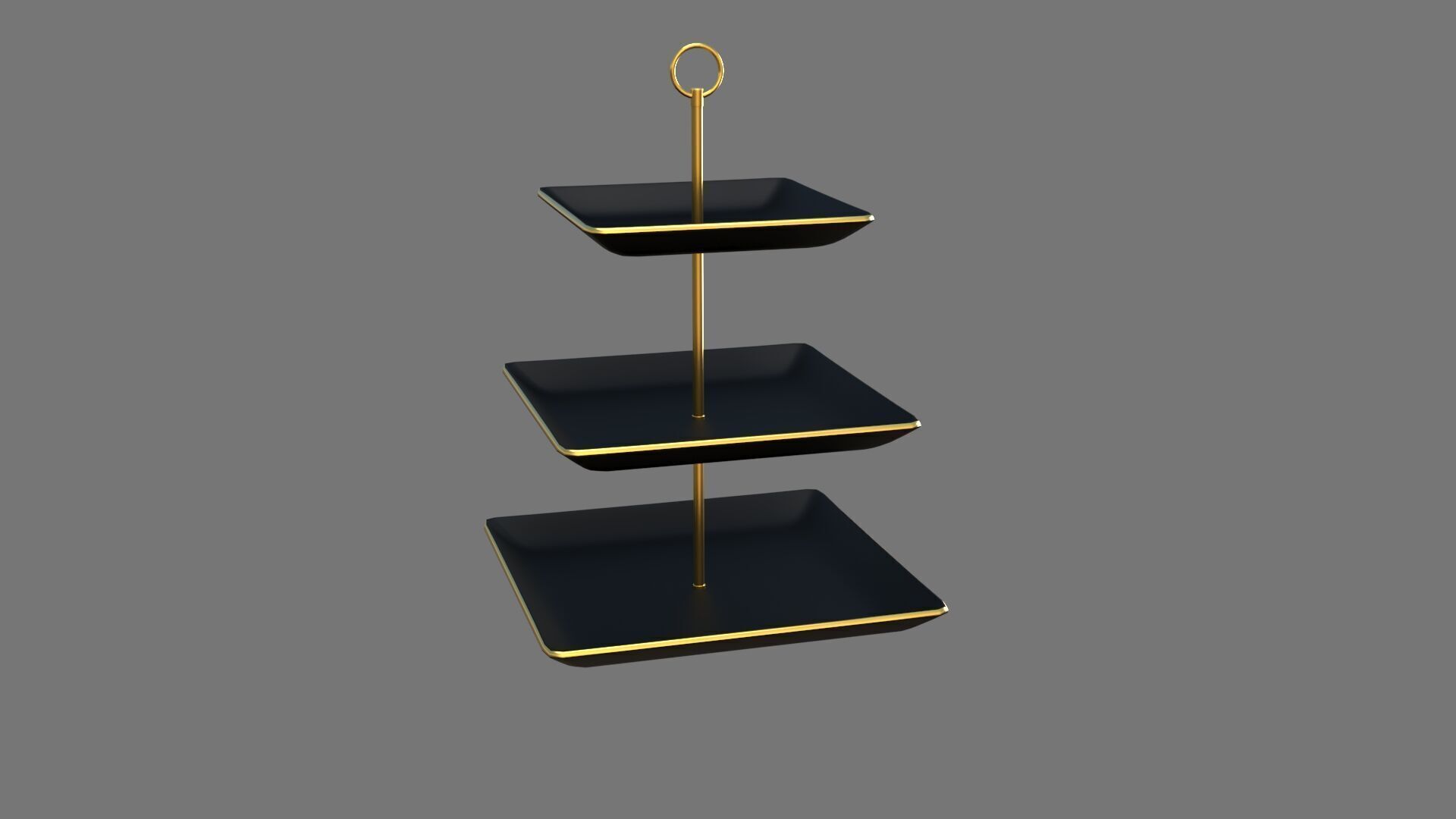 Square Plate Stand Black Plastic 3D model_3