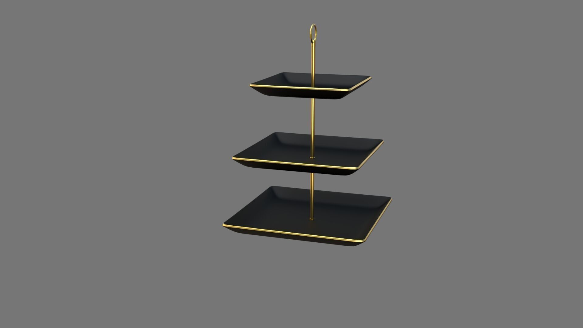 Square Plate Stand Black Plastic 3D model_5