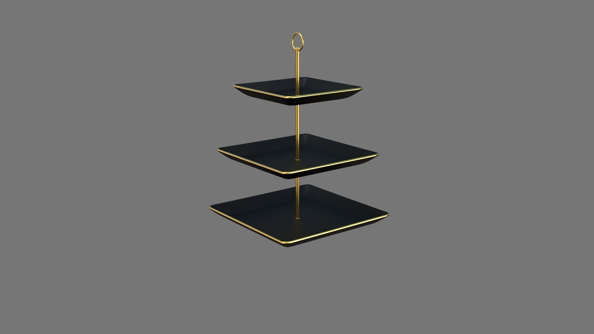 Square Plate Stand Black Plastic 3D model_4