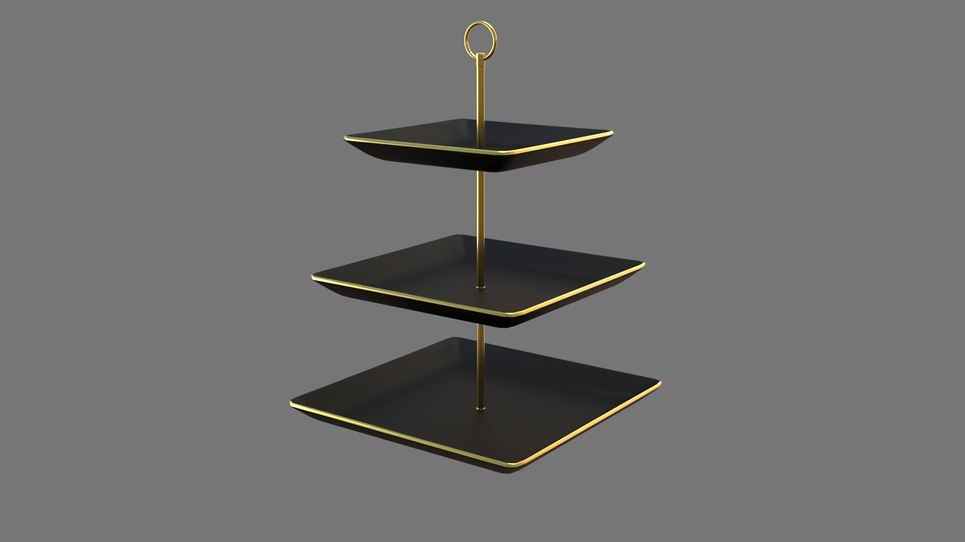 Square Plate Stand Black Plastic 3D model_1
