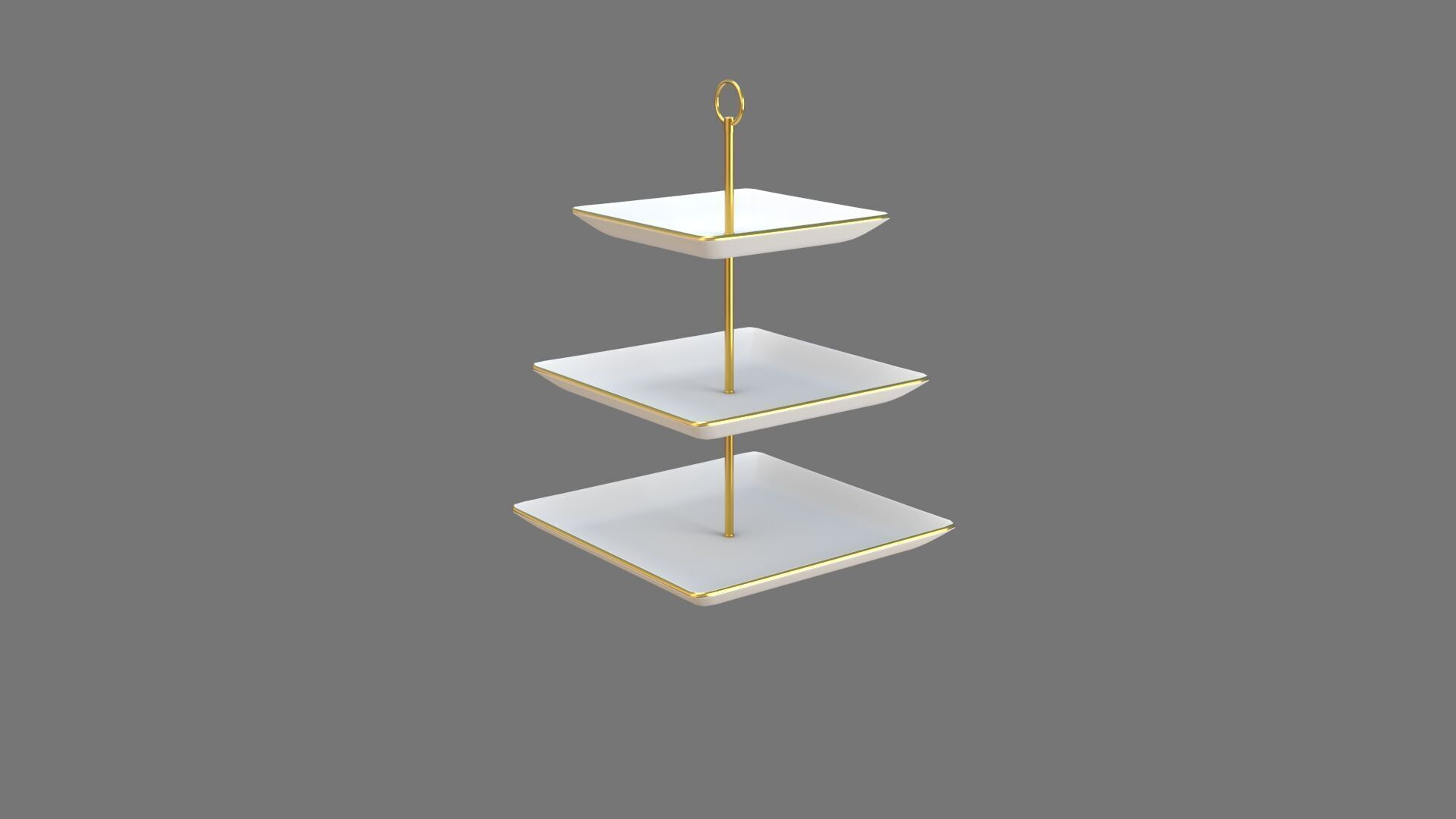 Square Plate Stand white Plastic 3D model_4