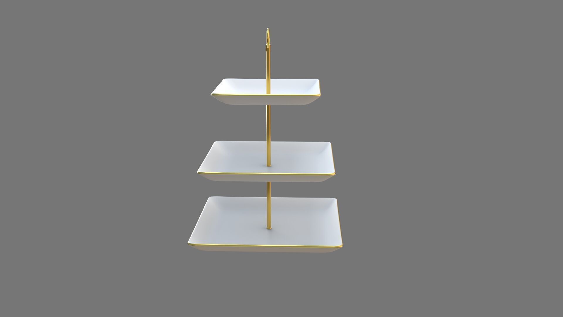 Square Plate Stand white Plastic 3D model_2