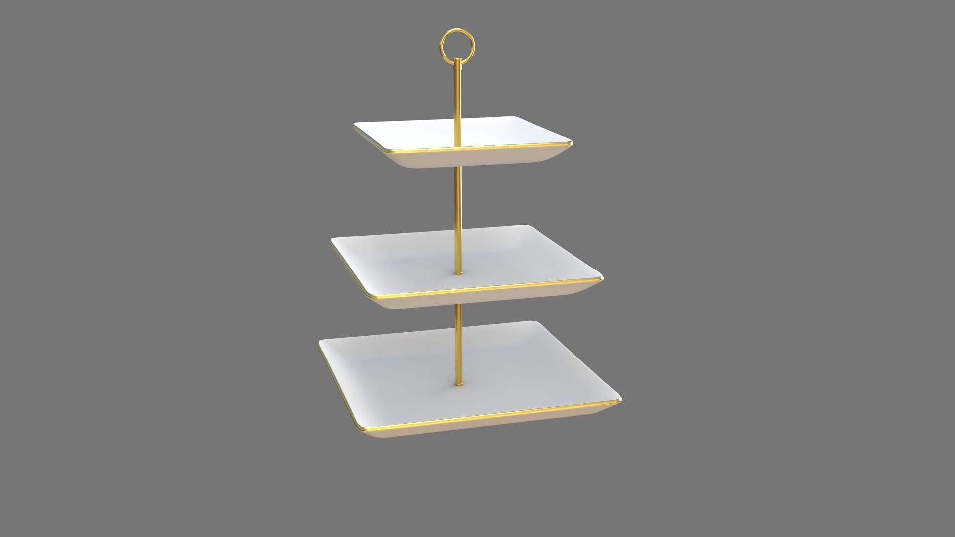 Square Plate Stand white Plastic 3D model_3