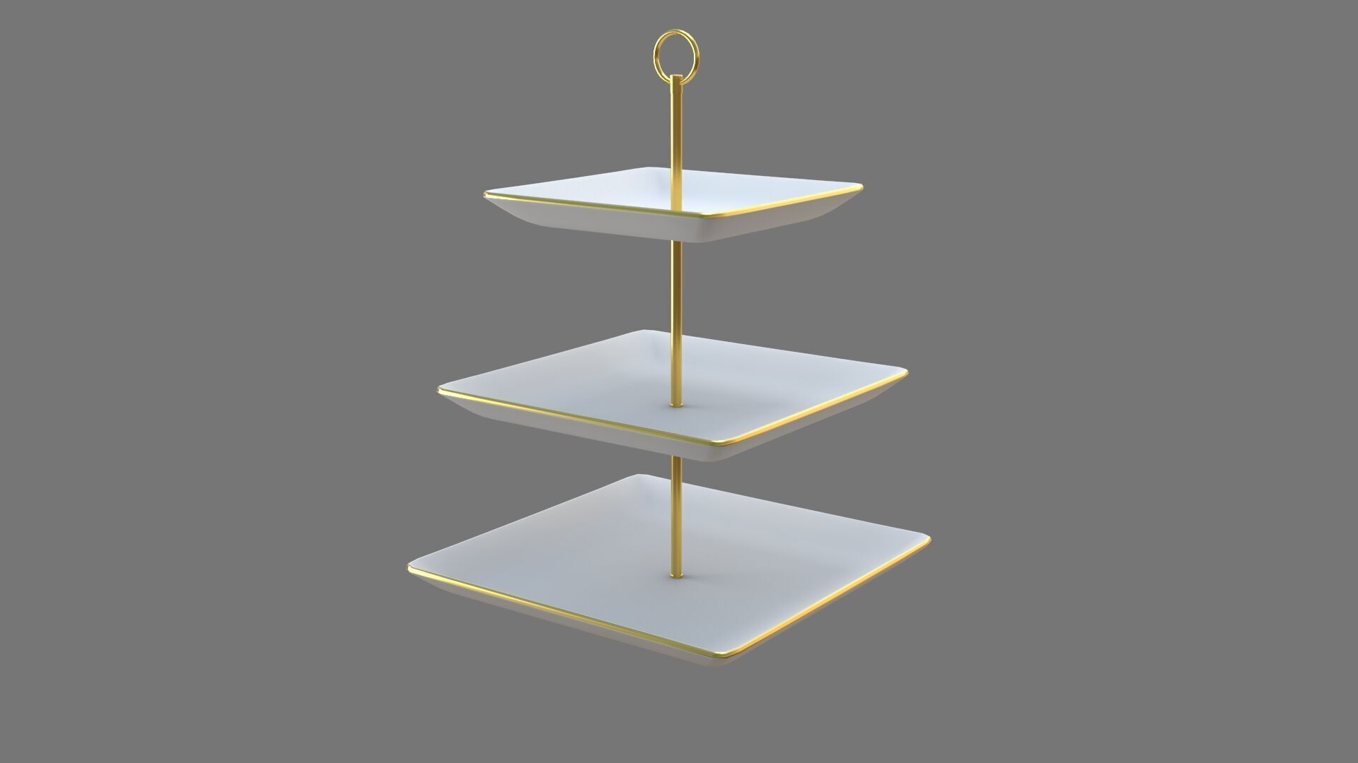 Square Plate Stand white Plastic 3D model_1