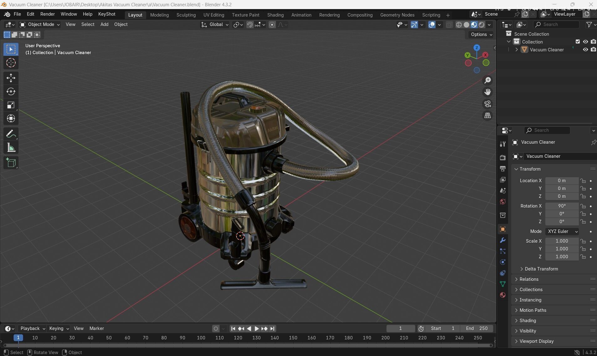 Akitas Wet and Dry Vacuum Cleaner Low-poly 3D model_16